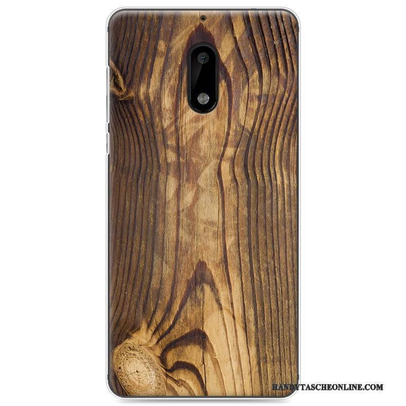 Hülle Nokia 6 Taschen Holz Handyhüllen, Case Nokia 6 Schutz Weiß