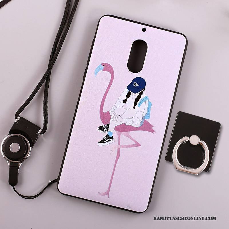 Hülle Nokia 6 Taschen Hängender Hals Ring, Case Nokia 6 Schutz Weiß Handyhüllen