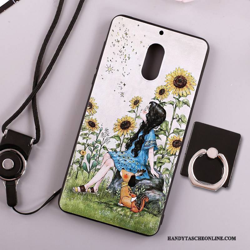 Hülle Nokia 6 Taschen Hängender Hals Ring, Case Nokia 6 Schutz Weiß Handyhüllen