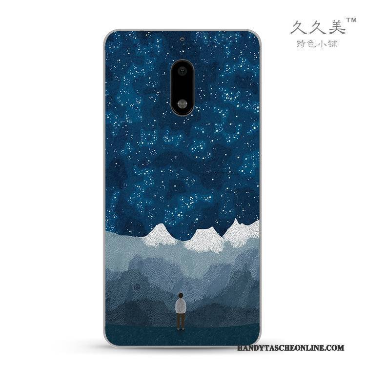 Hülle Nokia 6 Taschen Landschaft Transparent, Case Nokia 6 Schutz Schwarz Abstraktion