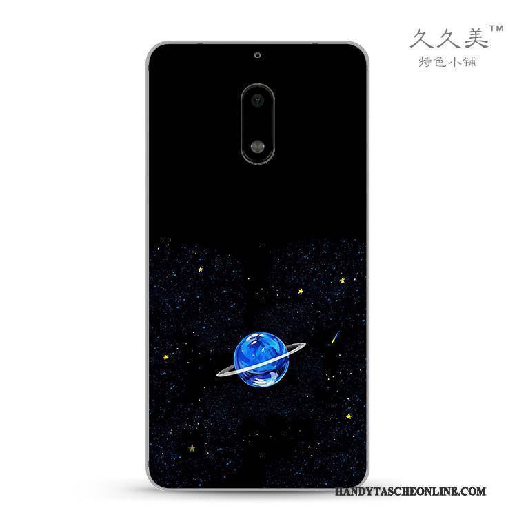 Hülle Nokia 6 Taschen Landschaft Transparent, Case Nokia 6 Schutz Schwarz Abstraktion