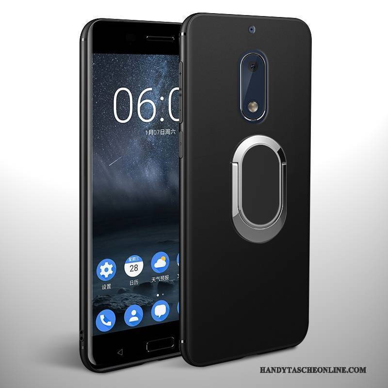 Hülle Nokia 6 Taschen Neu Anti-sturz, Case Nokia 6 Silikon Nubuck Schwarz