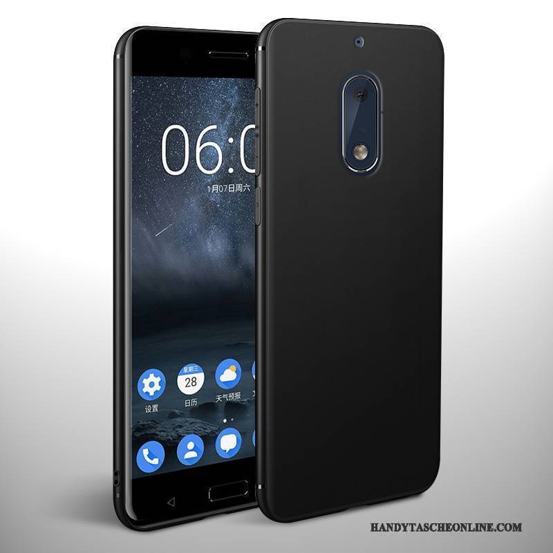 Hülle Nokia 6 Taschen Neu Anti-sturz, Case Nokia 6 Silikon Nubuck Schwarz