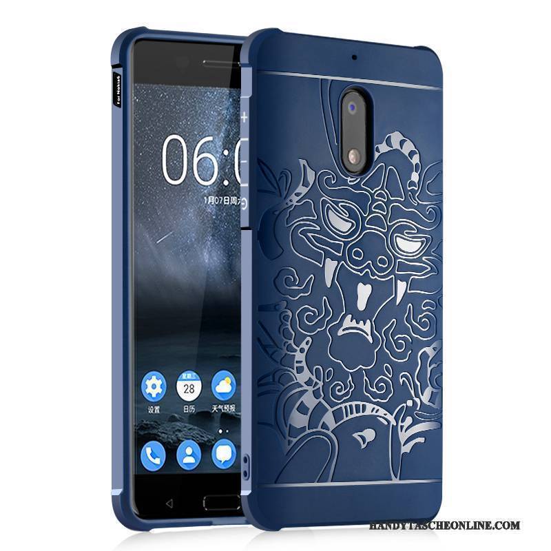 Hülle Nokia 6 Taschen Schwarz Nubuck, Case Nokia 6 Silikon Handyhüllen Anti-sturz