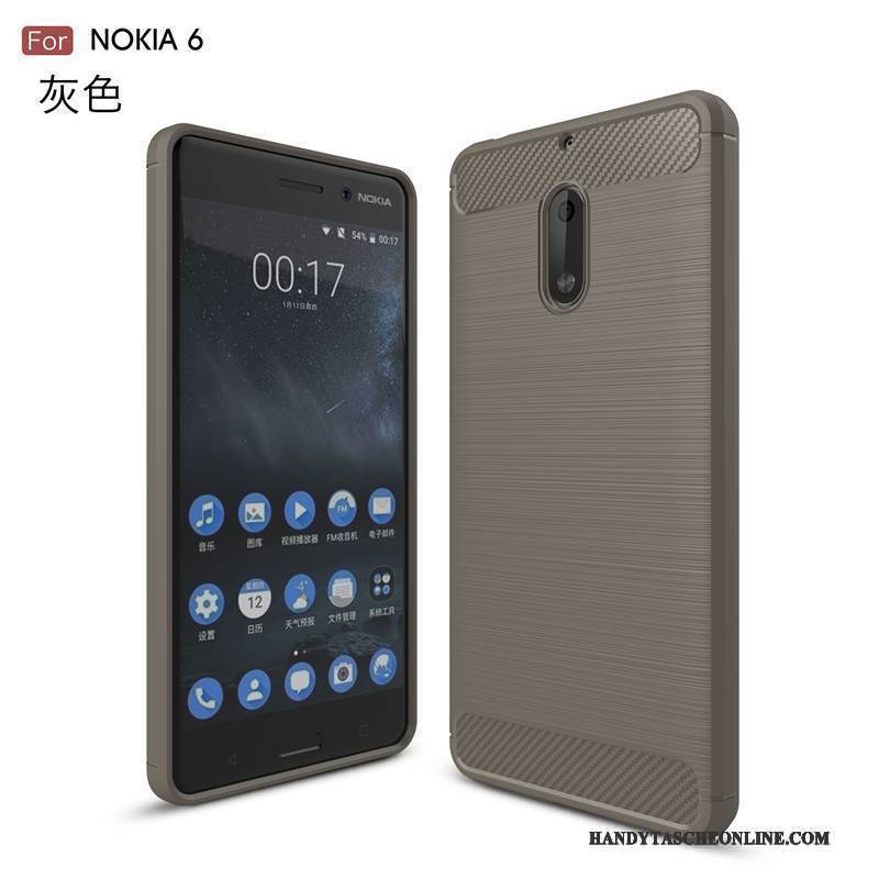 Hülle Nokia 6 Weiche Handyhüllen Anti-sturz, Case Nokia 6 Schutz Neu Rot