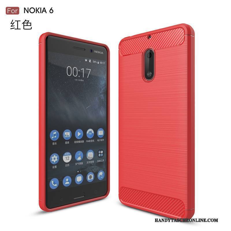 Hülle Nokia 6 Weiche Handyhüllen Anti-sturz, Case Nokia 6 Schutz Neu Rot