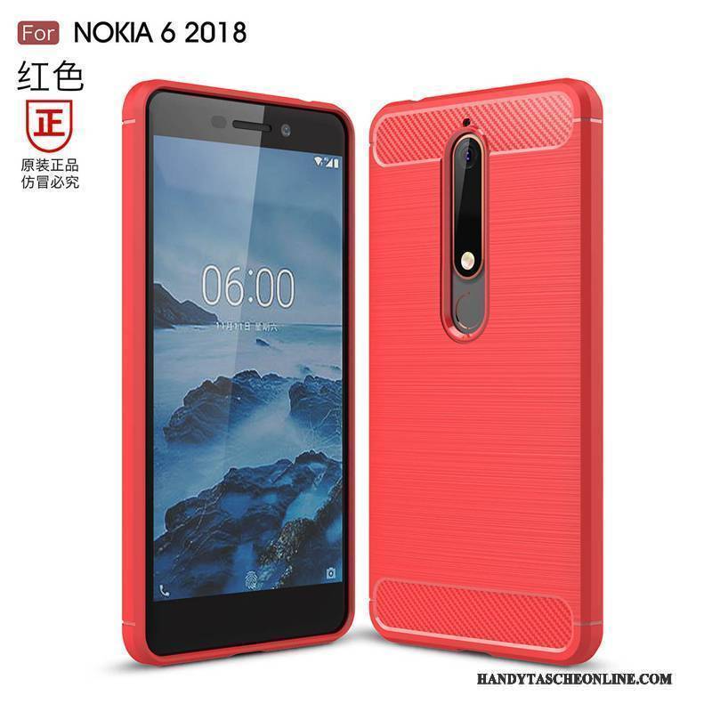 Hülle Nokia 6 Weiche Handyhüllen Anti-sturz, Case Nokia 6 Schutz Neu Rot