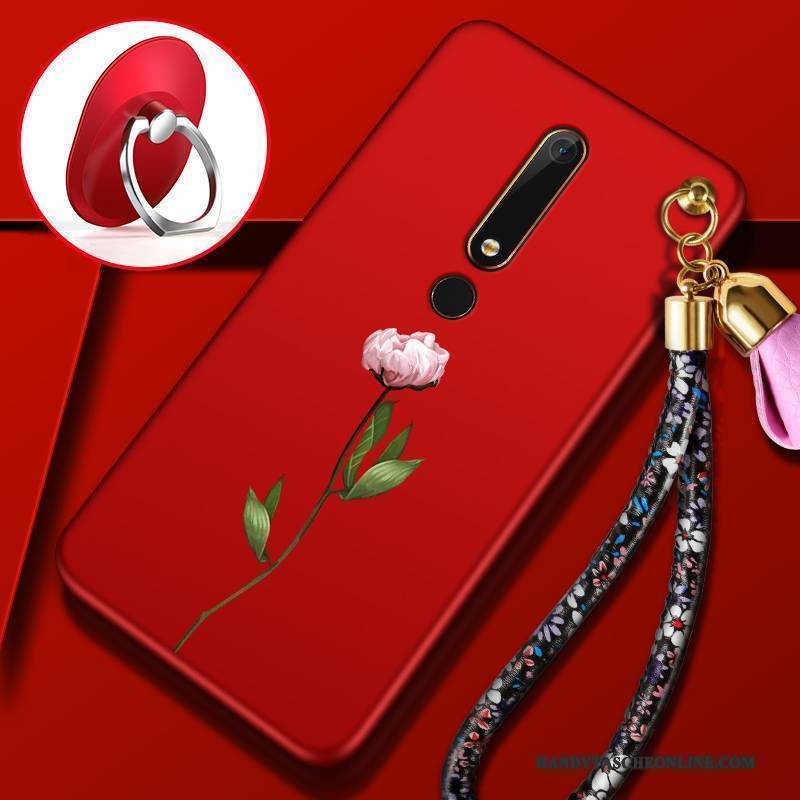 Hülle Nokia 6 Weiche Handyhüllen Rot, Case Nokia 6 Membran Blumen