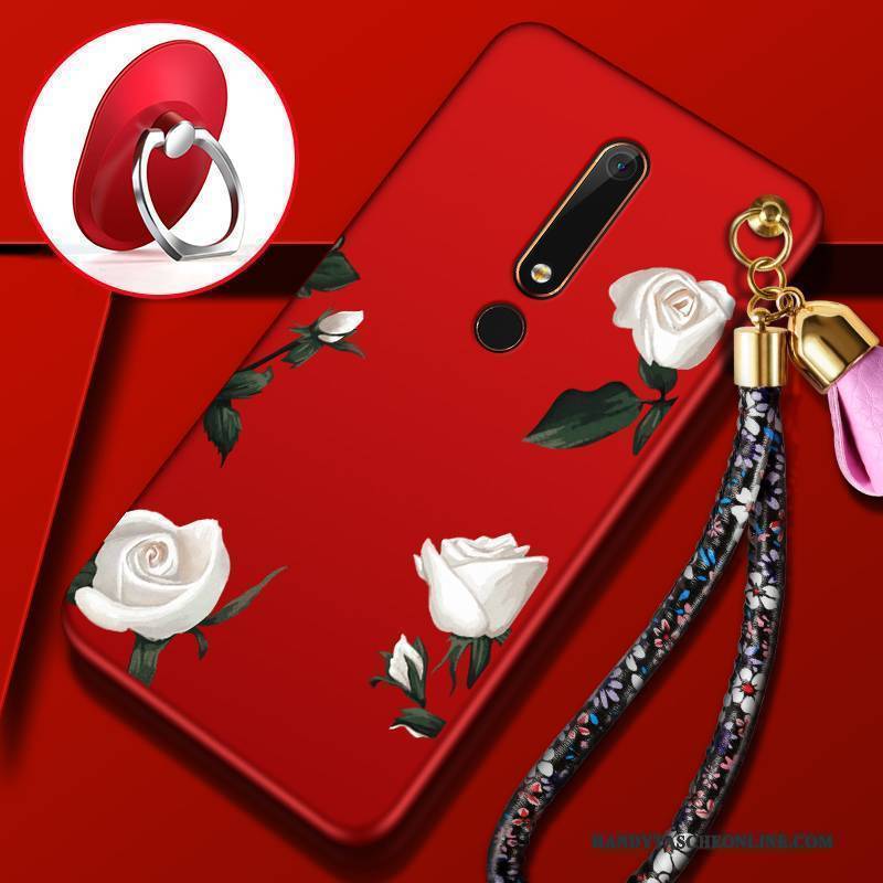 Hülle Nokia 6 Weiche Handyhüllen Rot, Case Nokia 6 Membran Blumen