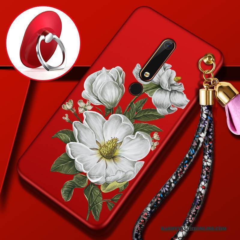 Hülle Nokia 6 Weiche Handyhüllen Rot, Case Nokia 6 Membran Blumen