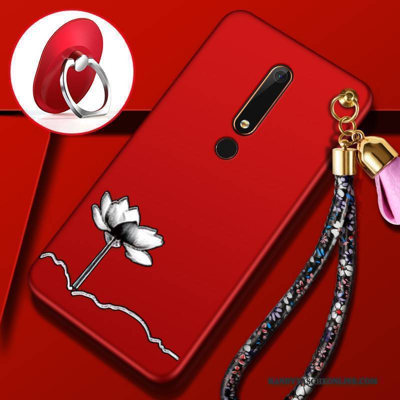 Hülle Nokia 6 Weiche Handyhüllen Rot, Case Nokia 6 Membran Blumen