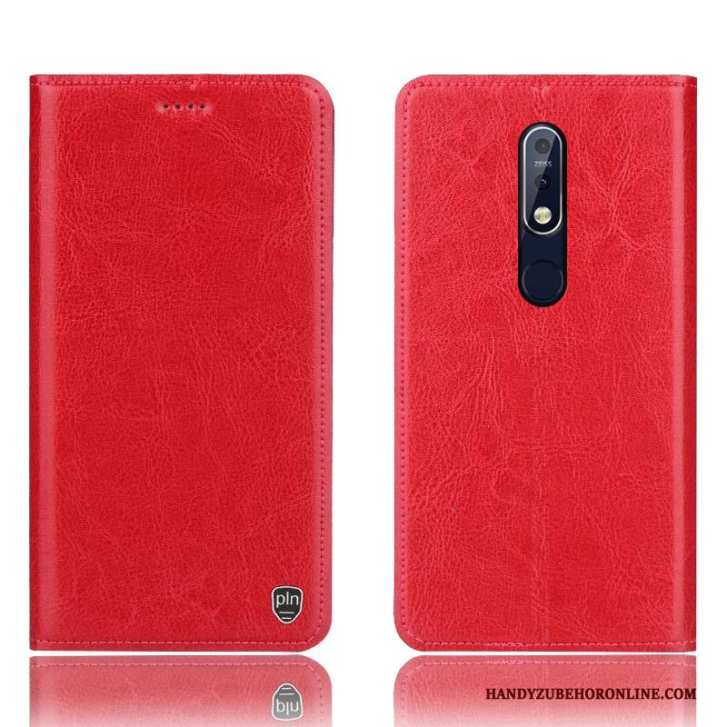 Hülle Nokia 7.1 Lederhülle Handyhüllen Muster, Case Nokia 7.1 Folio Grau