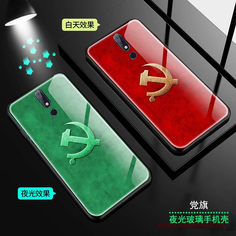 Hülle Nokia 7.1 Rot Chinesische Art, Case Nokia 7.1 Glas Handyhüllen