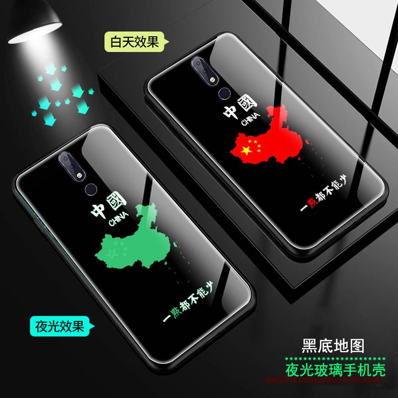 Hülle Nokia 7.1 Rot Chinesische Art, Case Nokia 7.1 Glas Handyhüllen