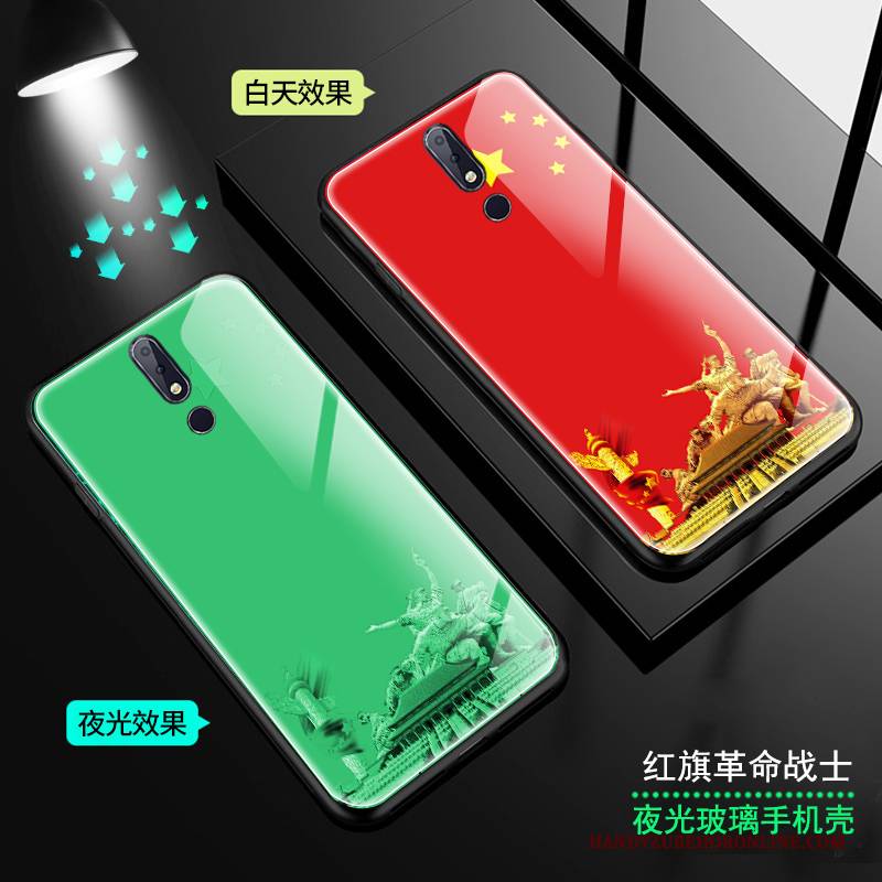 Hülle Nokia 7.1 Rot Chinesische Art, Case Nokia 7.1 Glas Handyhüllen