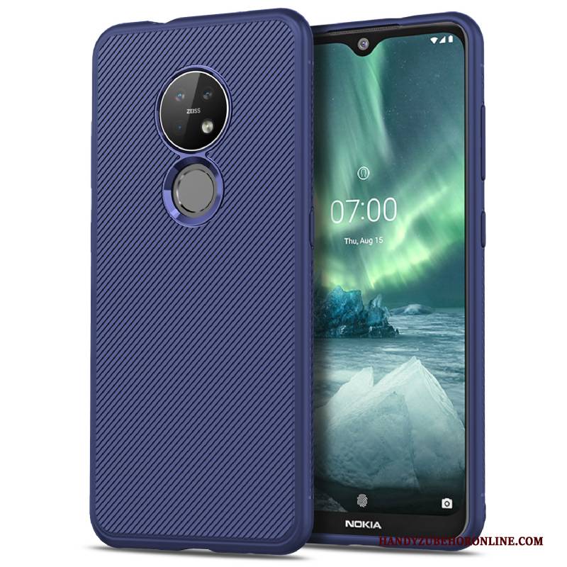 Hülle Nokia 7.2 Taschen Twill Anti-sturz, Case Nokia 7.2 Weiche Handyhüllen Blau