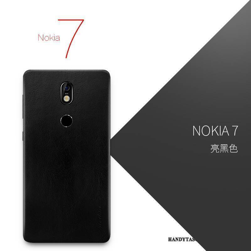 Hülle Nokia 7 Leder Schlank Handyhüllen, Case Nokia 7 Schutz Gelb Orange