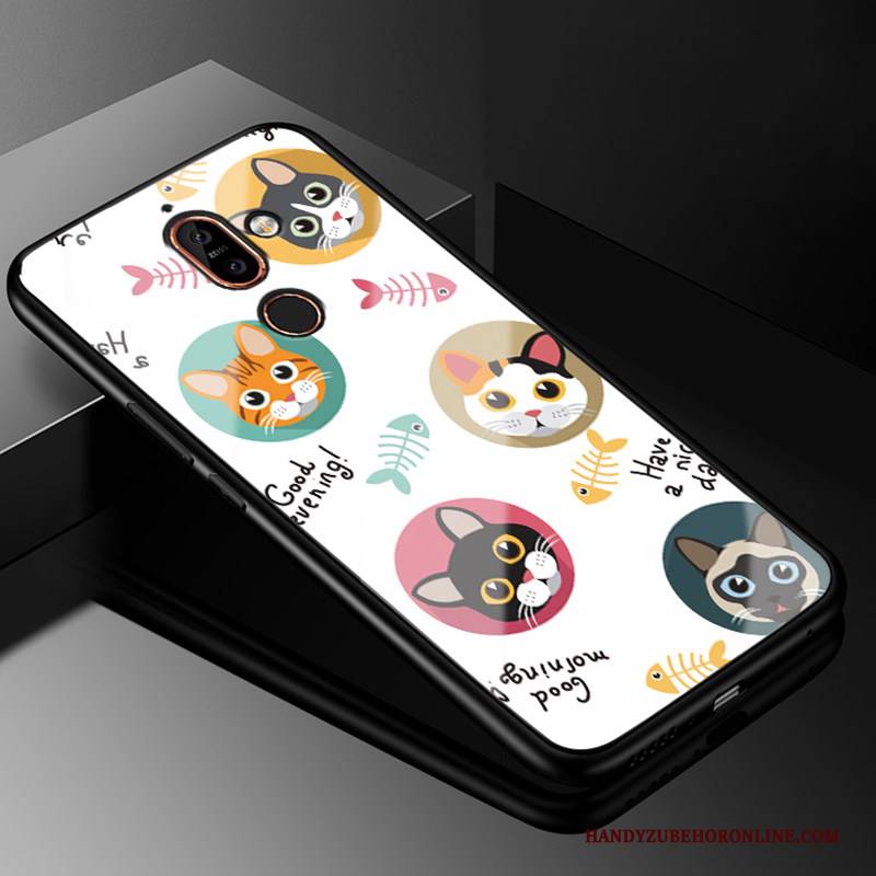 Hülle Nokia 7 Plus Karikatur Blau Handyhüllen, Case Nokia 7 Plus Schutz Nette Glas