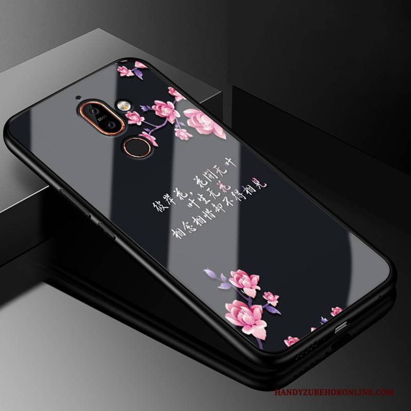 Hülle Nokia 7 Plus Karikatur Blau Handyhüllen, Case Nokia 7 Plus Schutz Nette Glas