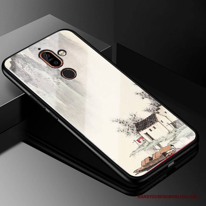 Hülle Nokia 7 Plus Karikatur Blau Handyhüllen, Case Nokia 7 Plus Schutz Nette Glas