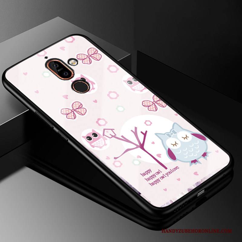 Hülle Nokia 7 Plus Karikatur Blau Handyhüllen, Case Nokia 7 Plus Schutz Nette Glas