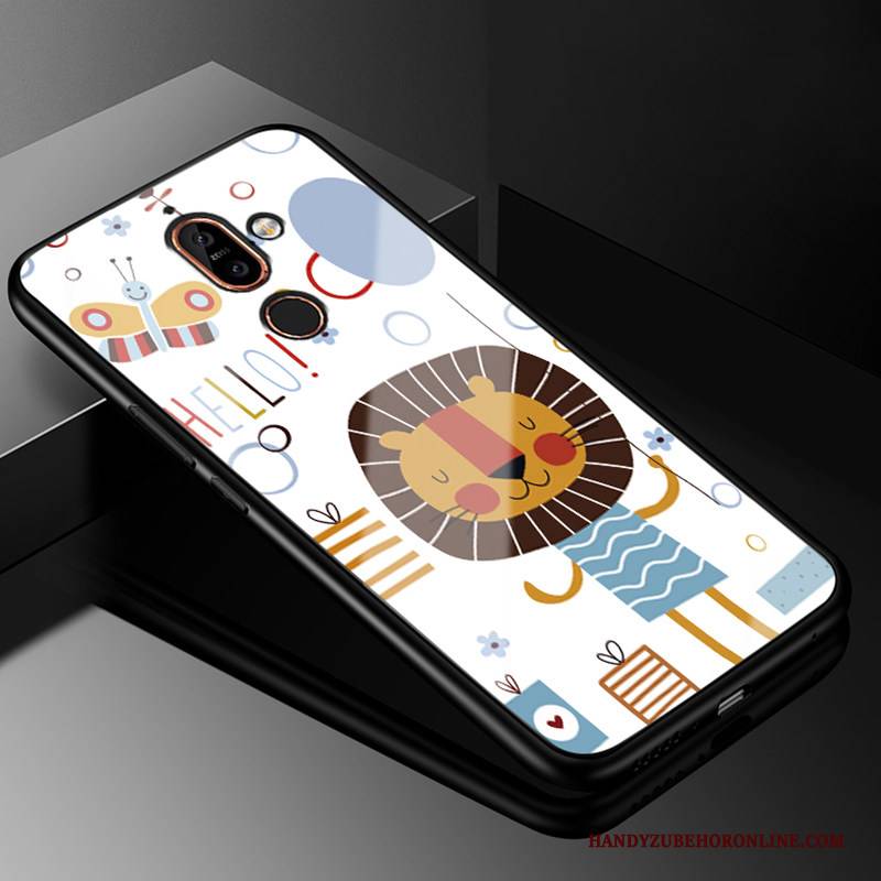 Hülle Nokia 7 Plus Karikatur Blau Handyhüllen, Case Nokia 7 Plus Schutz Nette Glas