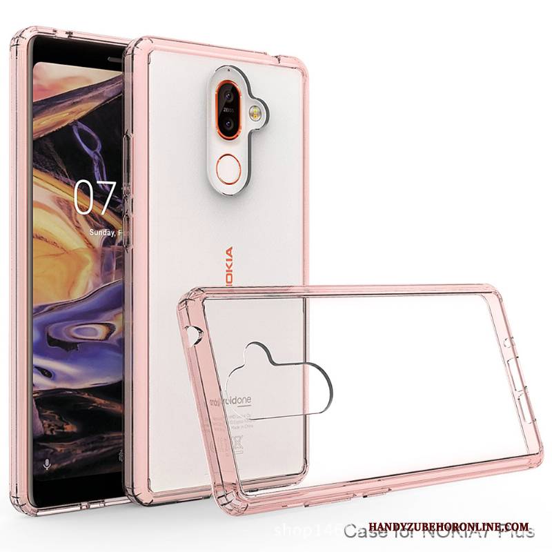 Hülle Nokia 7 Plus Schutz Grenze Anti-sturz, Case Nokia 7 Plus Transparent Schwarz