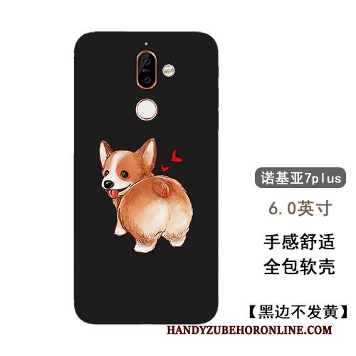 Hülle Nokia 7 Plus Schutz Handyhüllen Hund, Case Nokia 7 Plus Schwarz Nette