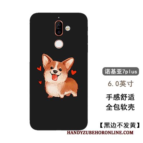 Hülle Nokia 7 Plus Schutz Handyhüllen Hund, Case Nokia 7 Plus Schwarz Nette