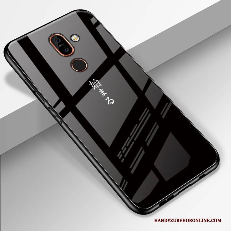 Hülle Nokia 7 Plus Schutz Handyhüllen Wind, Case Nokia 7 Plus Glas Schwarz