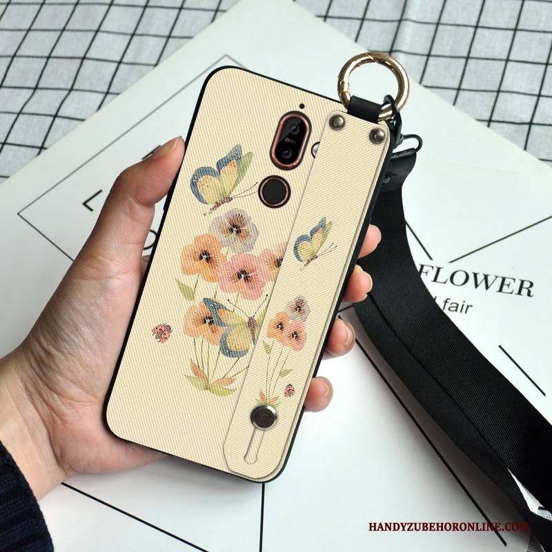 Hülle Nokia 7 Plus Weiche Schmetterling Hängende Verzierungen, Case Nokia 7 Plus Schutz Anti-sturz Blumen