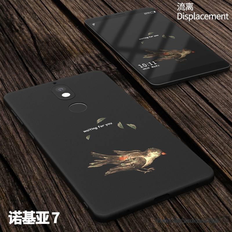 Hülle Nokia 7 Silikon Schwarz Neu, Case Nokia 7 Weiche Handyhüllen Nubuck