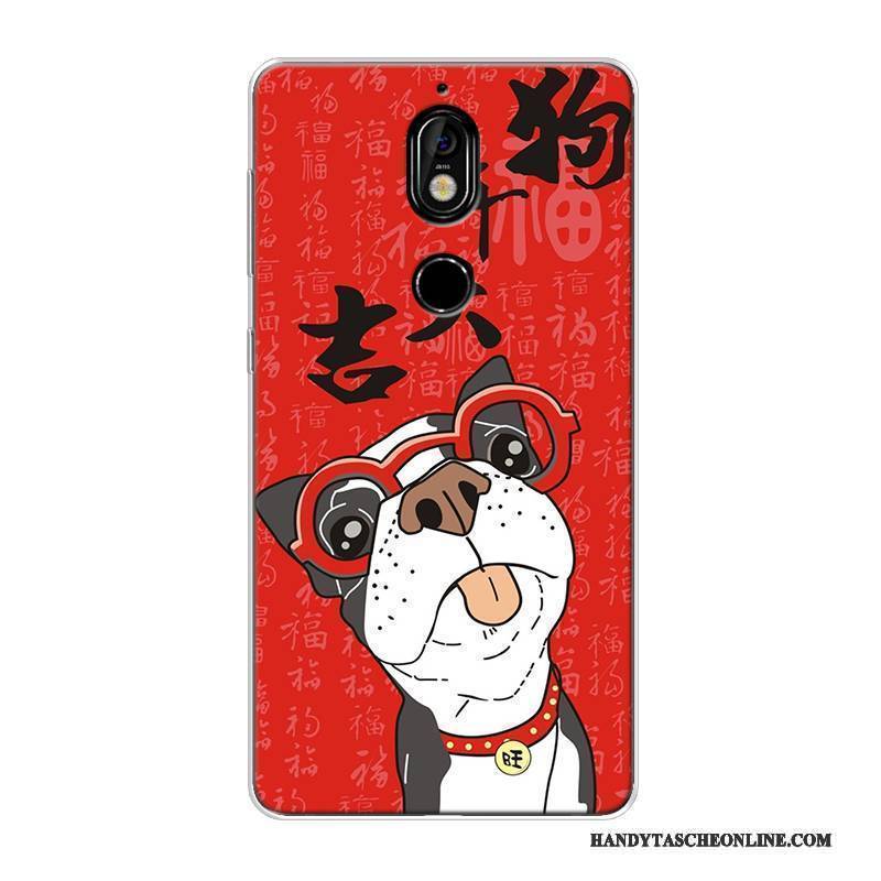 Hülle Nokia 7 Taschen Rot Reichtum, Case Nokia 7 Silikon Nubuck Katzen