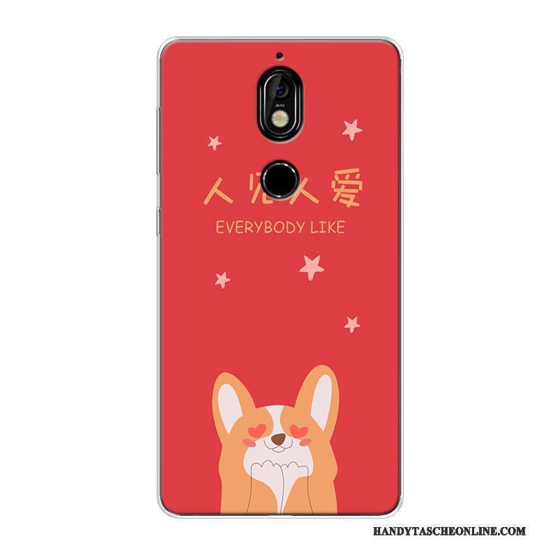 Hülle Nokia 7 Taschen Rot Reichtum, Case Nokia 7 Silikon Nubuck Katzen