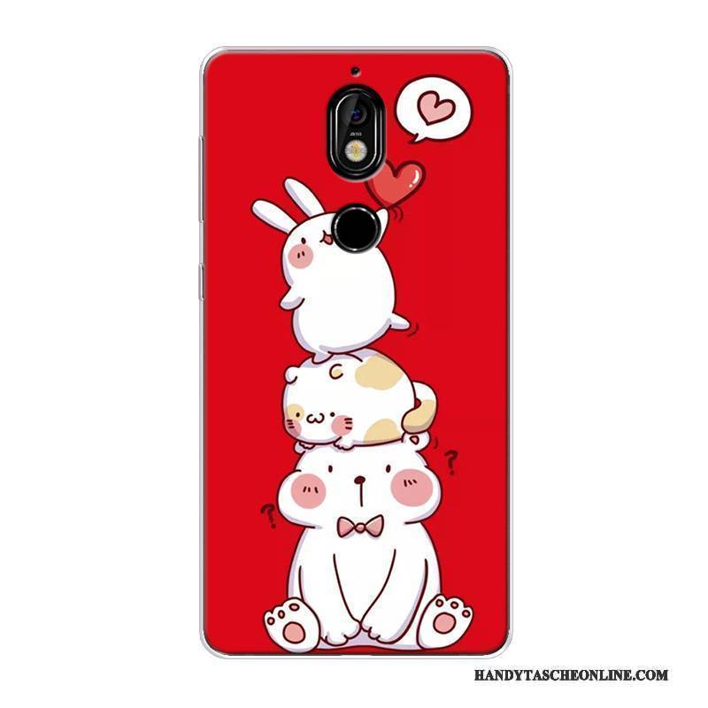 Hülle Nokia 7 Taschen Rot Reichtum, Case Nokia 7 Silikon Nubuck Katzen