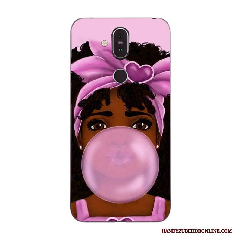 Hülle Nokia 8.1 Karikatur Anti-sturz Rosa, Case Nokia 8.1 Gemalt Neu