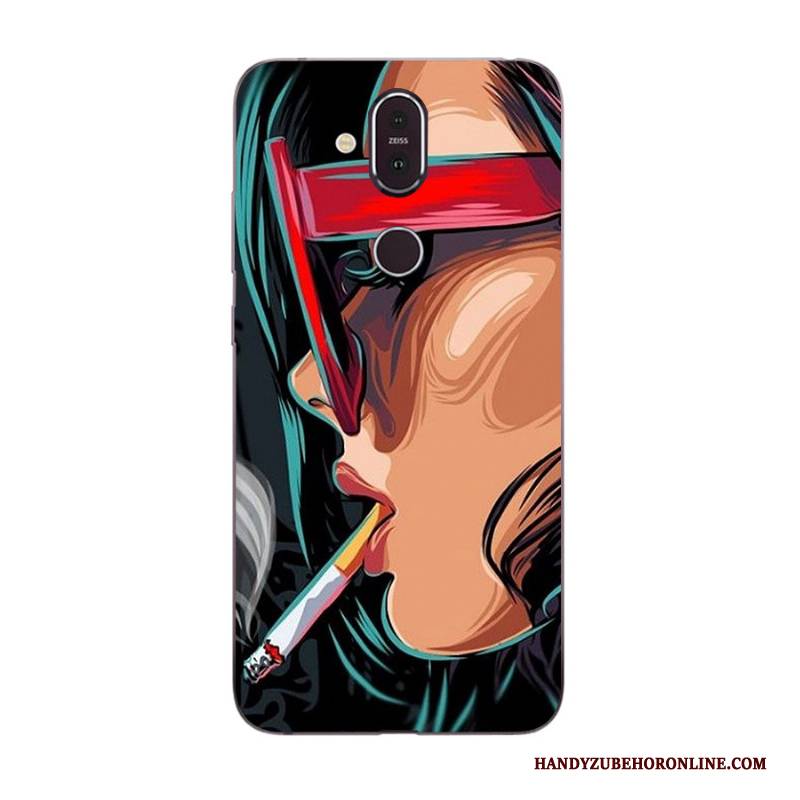 Hülle Nokia 8.1 Karikatur Anti-sturz Rosa, Case Nokia 8.1 Gemalt Neu