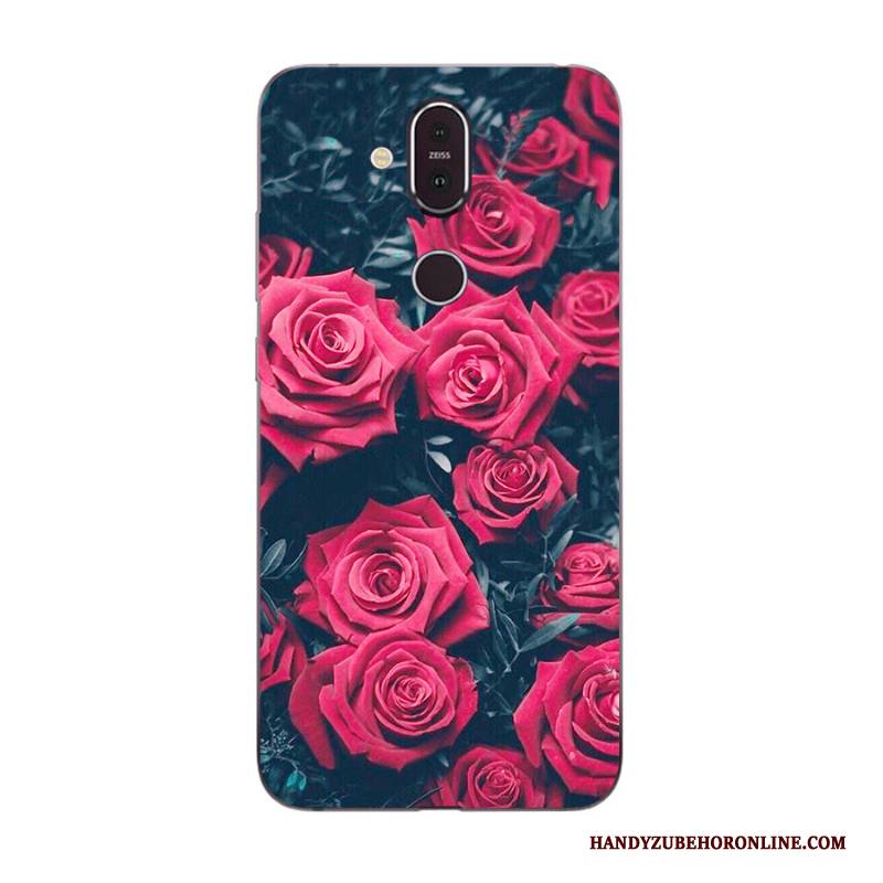 Hülle Nokia 8.1 Karikatur Anti-sturz Rosa, Case Nokia 8.1 Gemalt Neu