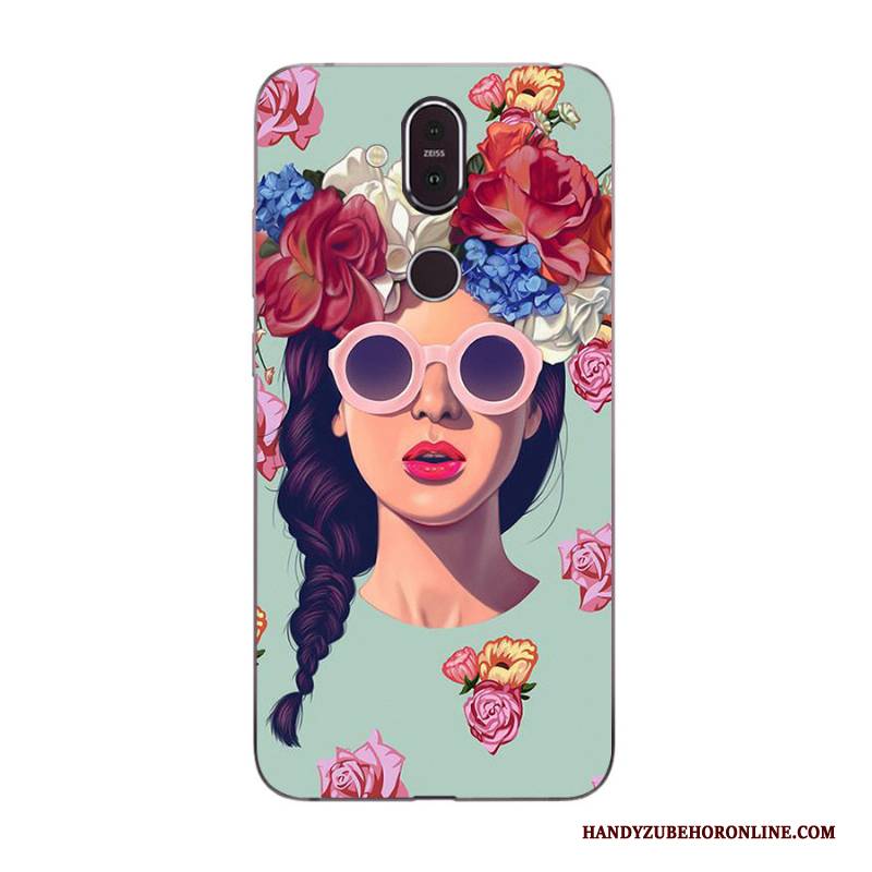 Hülle Nokia 8.1 Karikatur Anti-sturz Rosa, Case Nokia 8.1 Gemalt Neu