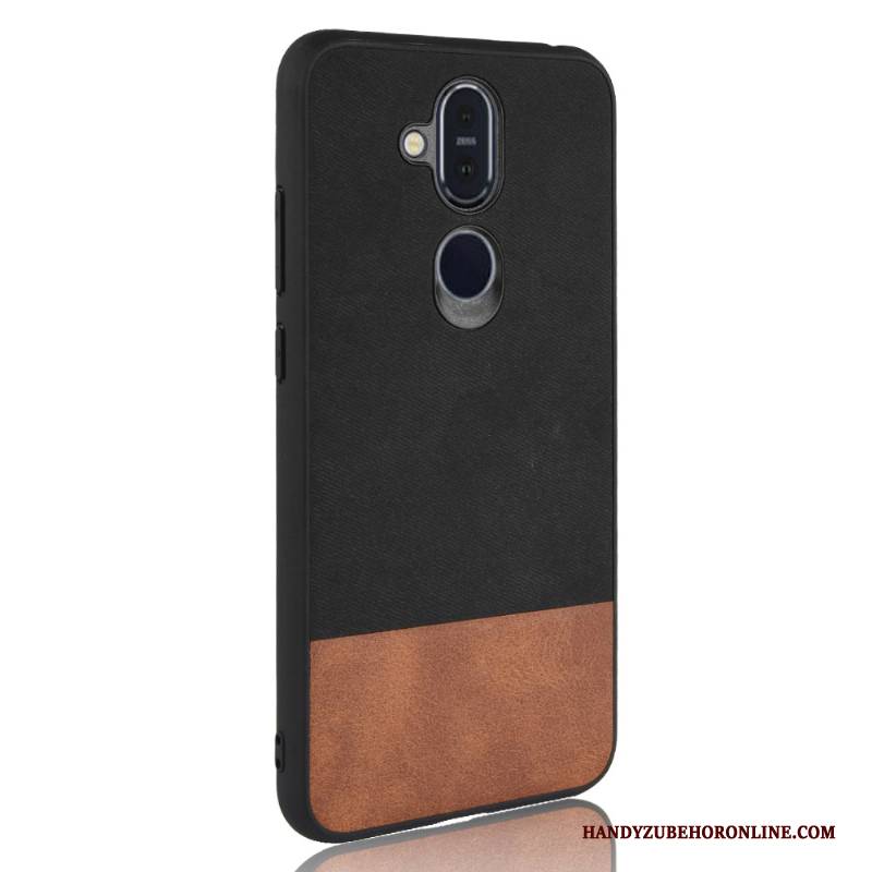 Hülle Nokia 8.1 Taschen Handyhüllen Mischfarben, Case Nokia 8.1 Leder Schwarz Denim