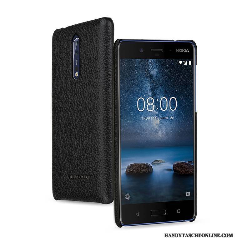 Hülle Nokia 8 Leder Handyhüllen Grün, Case Nokia 8 Schutz Anti-sturz