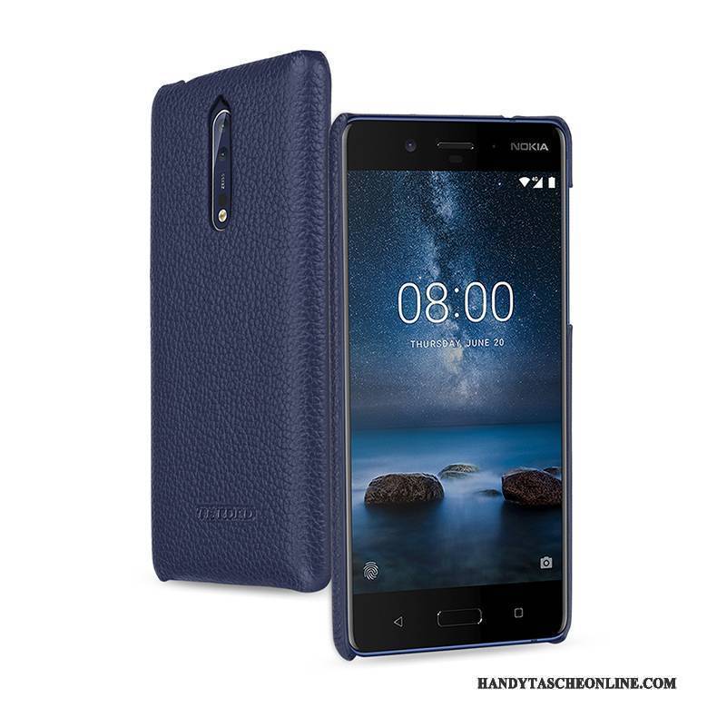 Hülle Nokia 8 Leder Handyhüllen Grün, Case Nokia 8 Schutz Anti-sturz