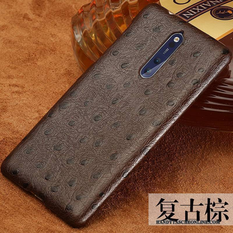 Hülle Nokia 8 Retro Angepasst Anti-sturz, Case Nokia 8 Leder Schwer Schwarz