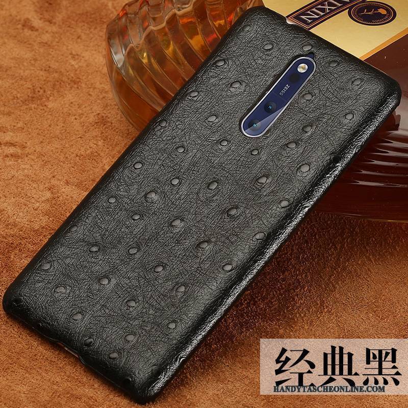 Hülle Nokia 8 Retro Angepasst Anti-sturz, Case Nokia 8 Leder Schwer Schwarz