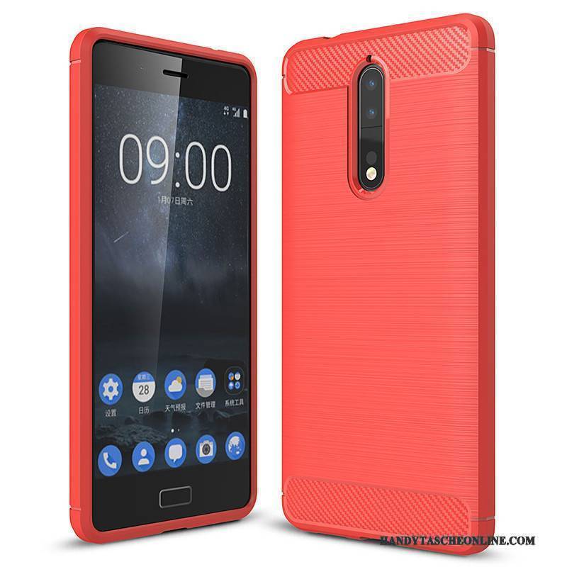 Hülle Nokia 8 Weiche Faser Handyhüllen, Case Nokia 8 Taschen Rot