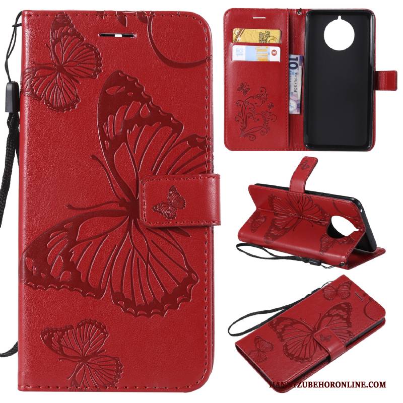 Hülle Nokia 9 Pureview Schutz Schmetterlingsblumen Karte, Case Nokia 9 Pureview Lederhülle Anti-sturz Grün