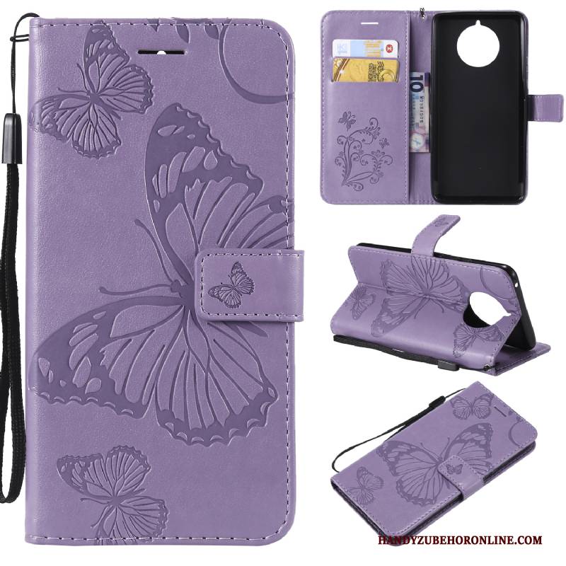 Hülle Nokia 9 Pureview Schutz Schmetterlingsblumen Karte, Case Nokia 9 Pureview Lederhülle Anti-sturz Grün