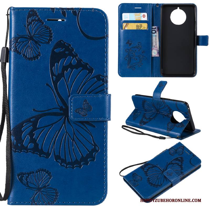 Hülle Nokia 9 Pureview Schutz Schmetterlingsblumen Karte, Case Nokia 9 Pureview Lederhülle Anti-sturz Grün