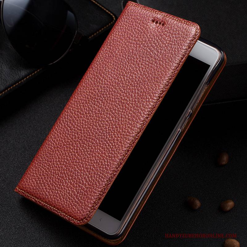 Hülle Redmi 7 Leder Anti-sturz Mini, Case Redmi 7 Lederhülle Litchi Rot