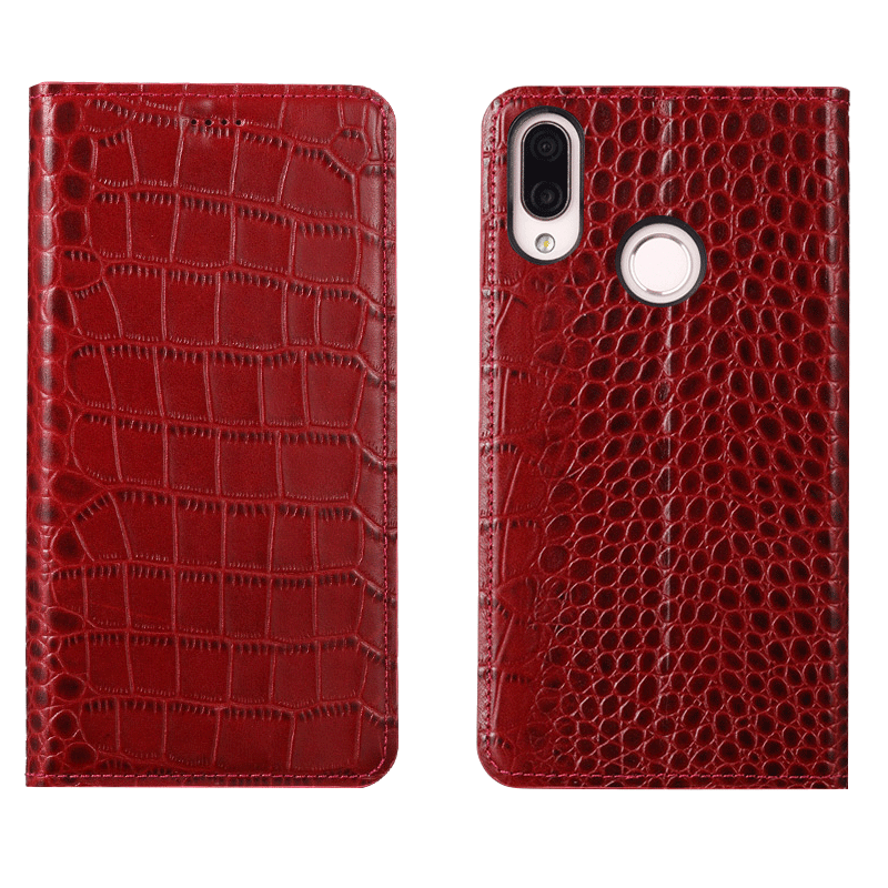 Hülle Redmi 7 Leder Muster Mini, Case Redmi 7 Folio Rot Anti-sturz